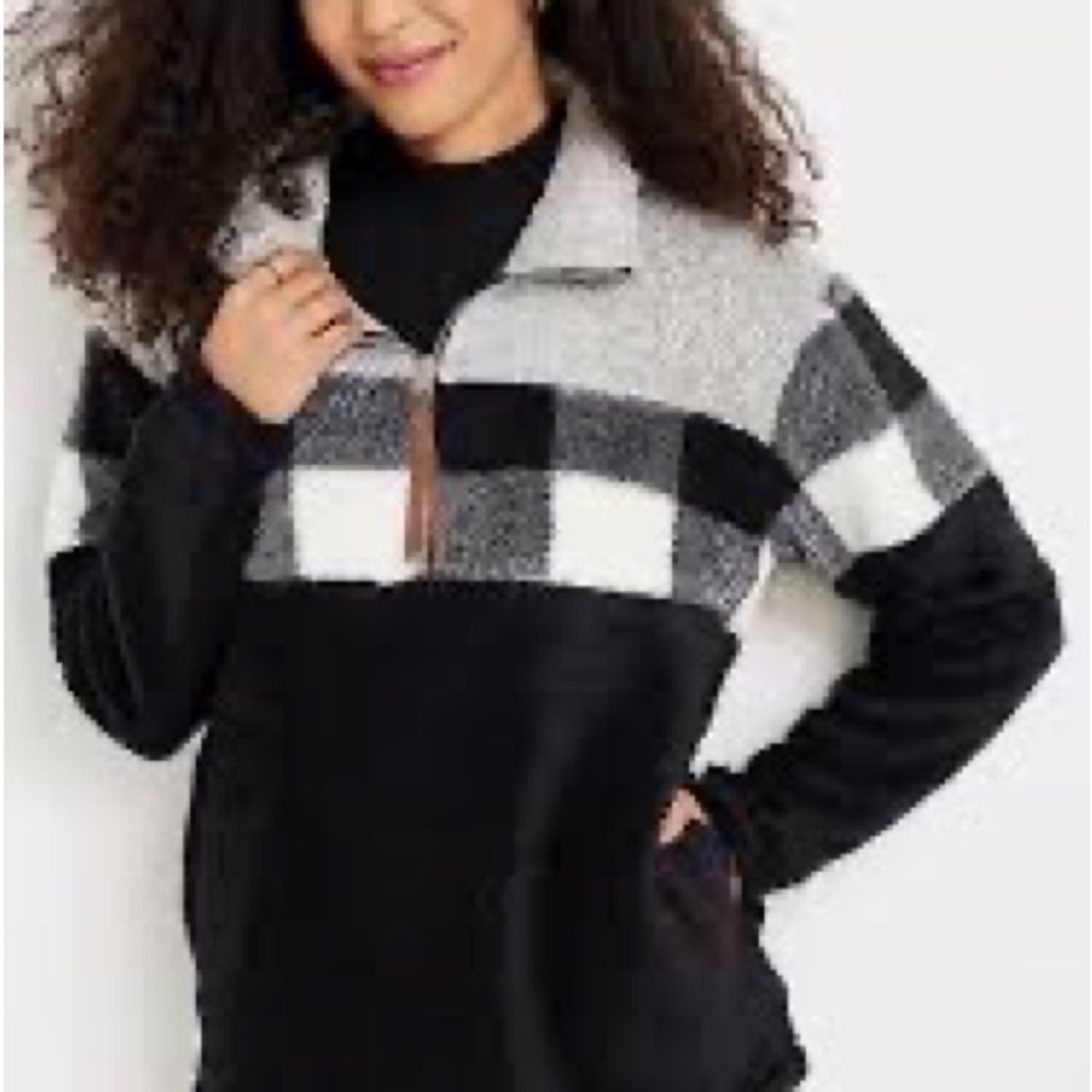 Maurices Black and Gray Plaid Women's Sweater